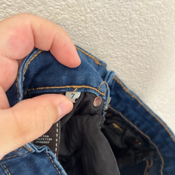 7 FOR ALL MANKIND Girls Kids Medium Wash Stretch Denim The Skinny Jeans Size 7 - Picture 7 of 12
